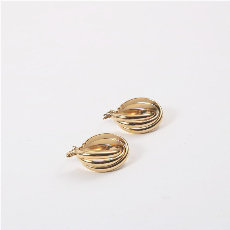 Daily Occasion 201 Stainless Steel Material PVD Coated 18K Gold Real Gold Plated Solid Color 201 Stainless Steel Fashion Waterproof Non Tarnish Earrings