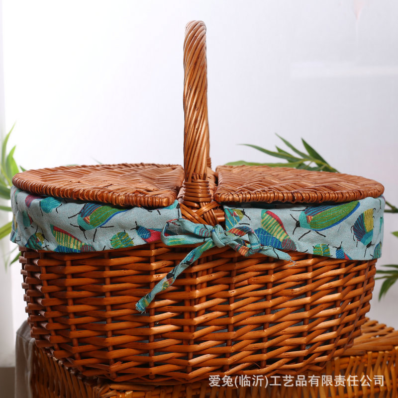 Venta al por mayor cesta de picnic sauce tejido pastoral ins boutique todo sauce compras cesta de regalo cesta de verduras cesta portátil