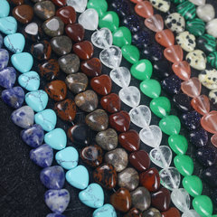 小額混批新款天然石愛心 心形散珠10mm紫晶粉晶桃心DIY飾品配件