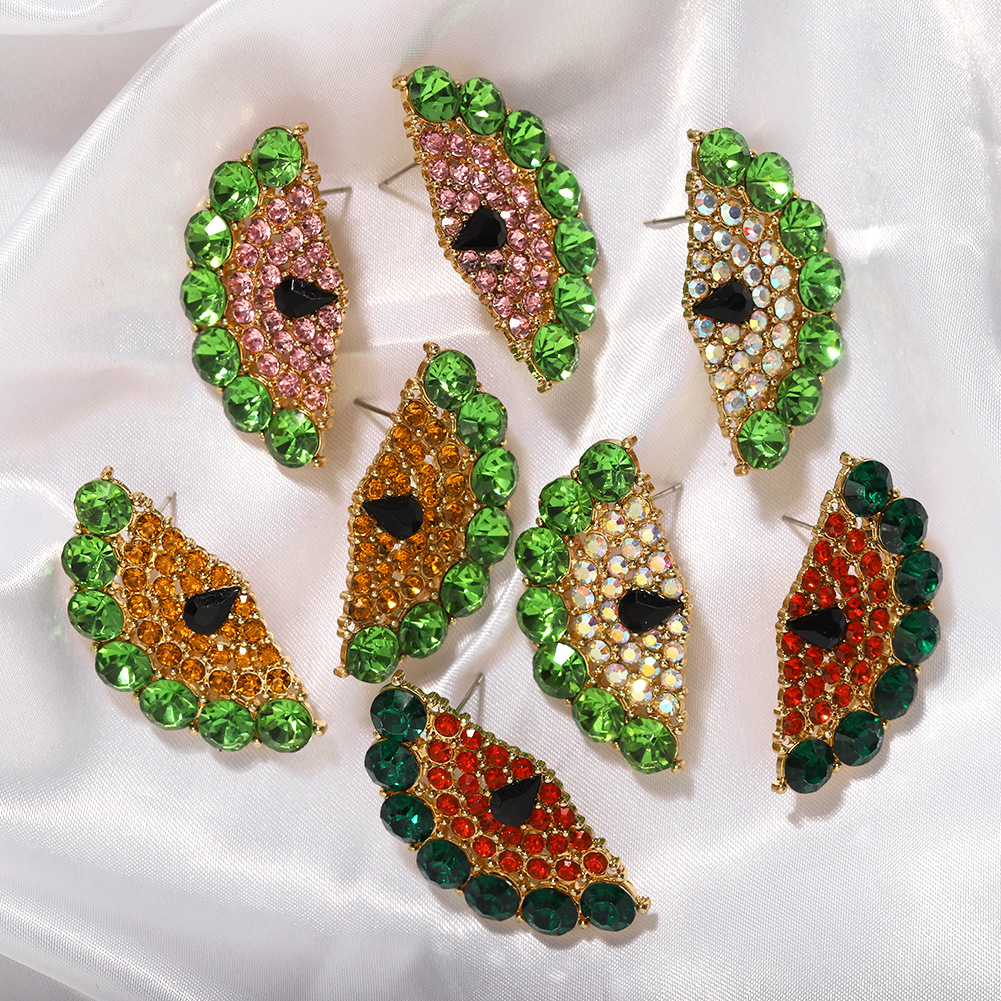 Cool Sweet Fruit Earrings Fashion Watermelon Diamond Earrings display picture 4