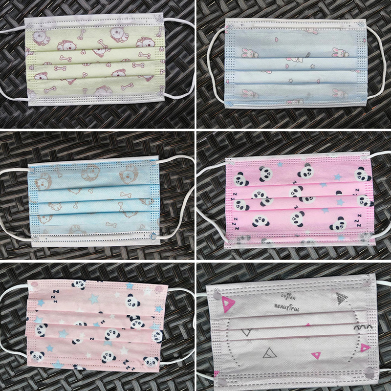 厂家卡通印花儿童口罩学生宝宝幼儿一次性三层防护平面口罩现货
