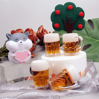 Birthday Cake baking Decoration simulation Mini Beer mug Cake Decoration Model Refrigerator sticker simulation Wine Glass