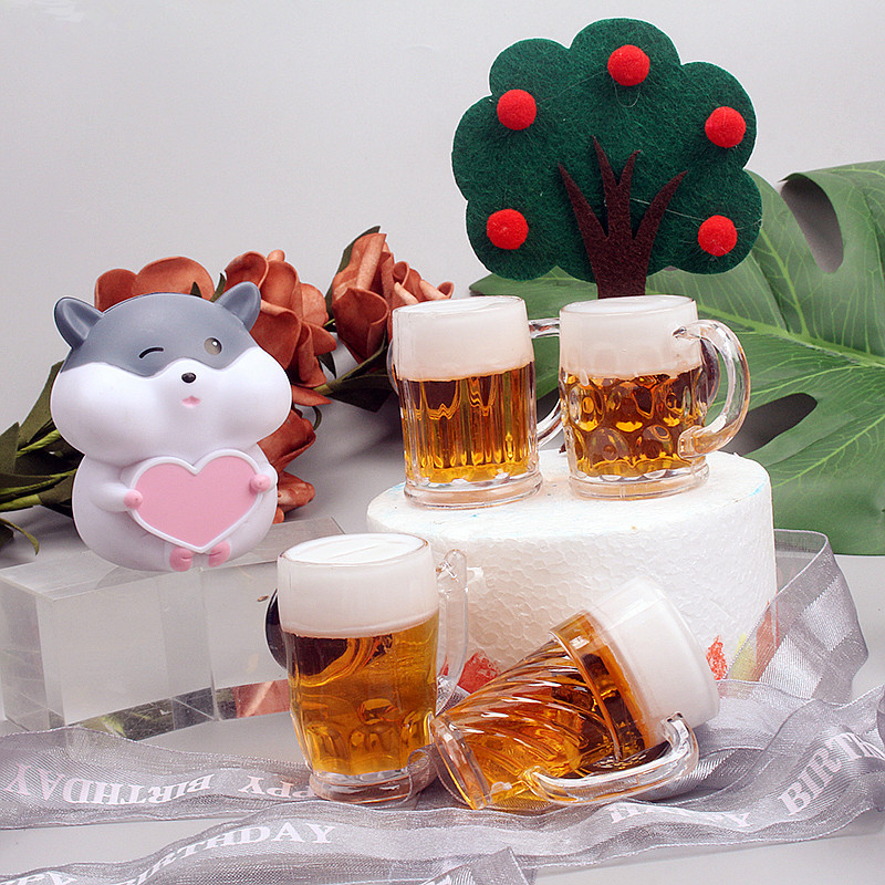 Birthday Cake baking Decoration simulation Mini Beer mug Cake Decoration Model Refrigerator sticker simulation Wine Glass