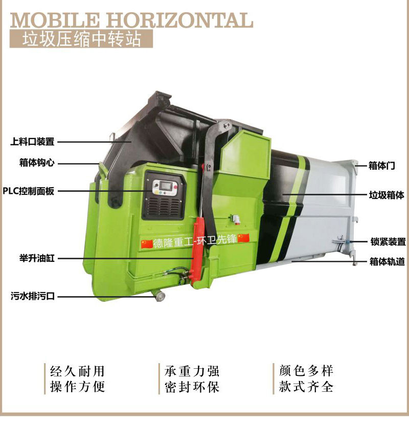 可移動(dòng)餐廚壓縮垃圾箱結(jié)構(gòu)組成
