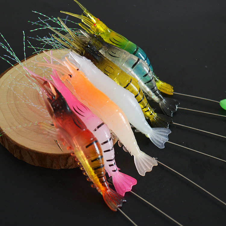 Soft Plastic Shrimp Lures 7 Color Sand Shrimp Baits Fresh Water Bass Swimbait Tackle Gear