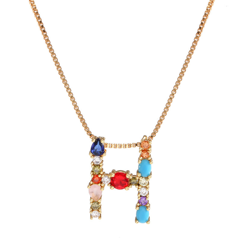 Collier Creative Collier Pour Femmes Européen Et Américain Clavicule Chaîne Micro-incrusté Couleur Zircon 26 Lettres Collier Pour Les Femmes display picture 19