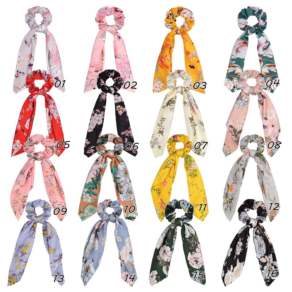 New Fashion Printing Tassel Knotted Hair Scrunchies Set display picture 1