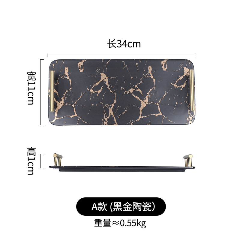 Nórdico creativo restaurante sushi placa de cerámica estilo de lujo de oro de mármol bandeja desayuno en casa postre placa