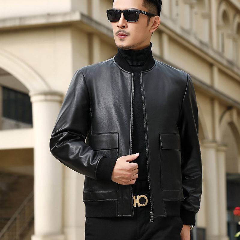 spring and autumn new pattern man genuine leather leather clothing Sheepskin leisure time handsome Baseball leather jacket coat Direct selling