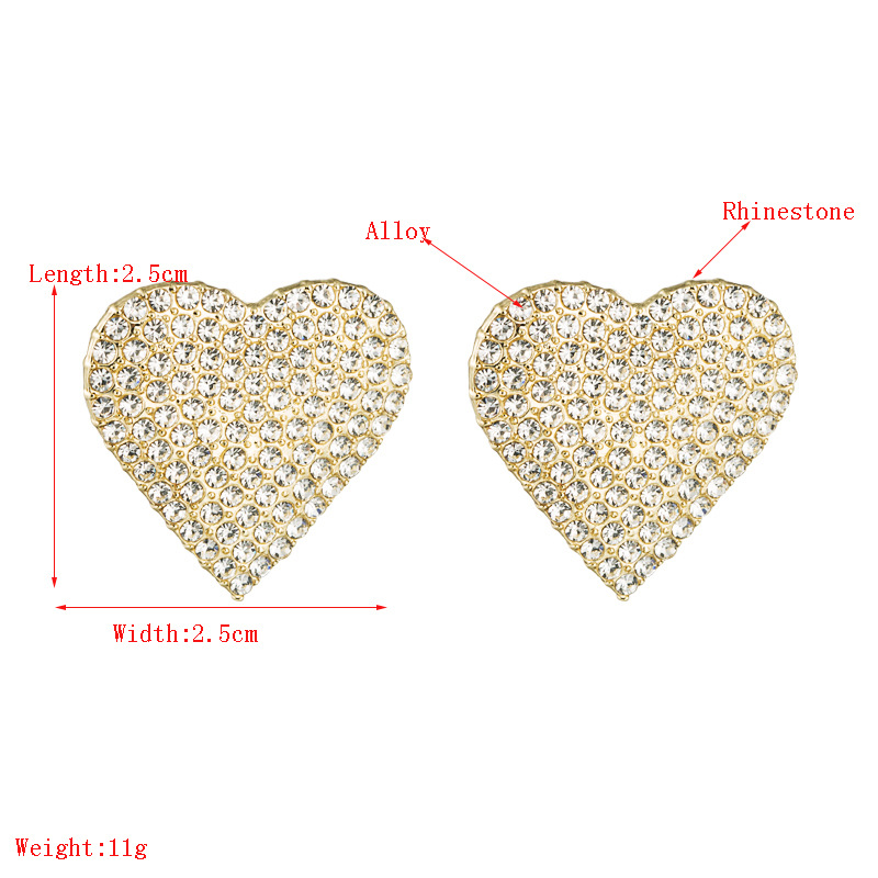 S925 Silver Needle Korea Nueva Aleación En Forma De Corazón De Moda Llena De Aretes De Diamantes display picture 1