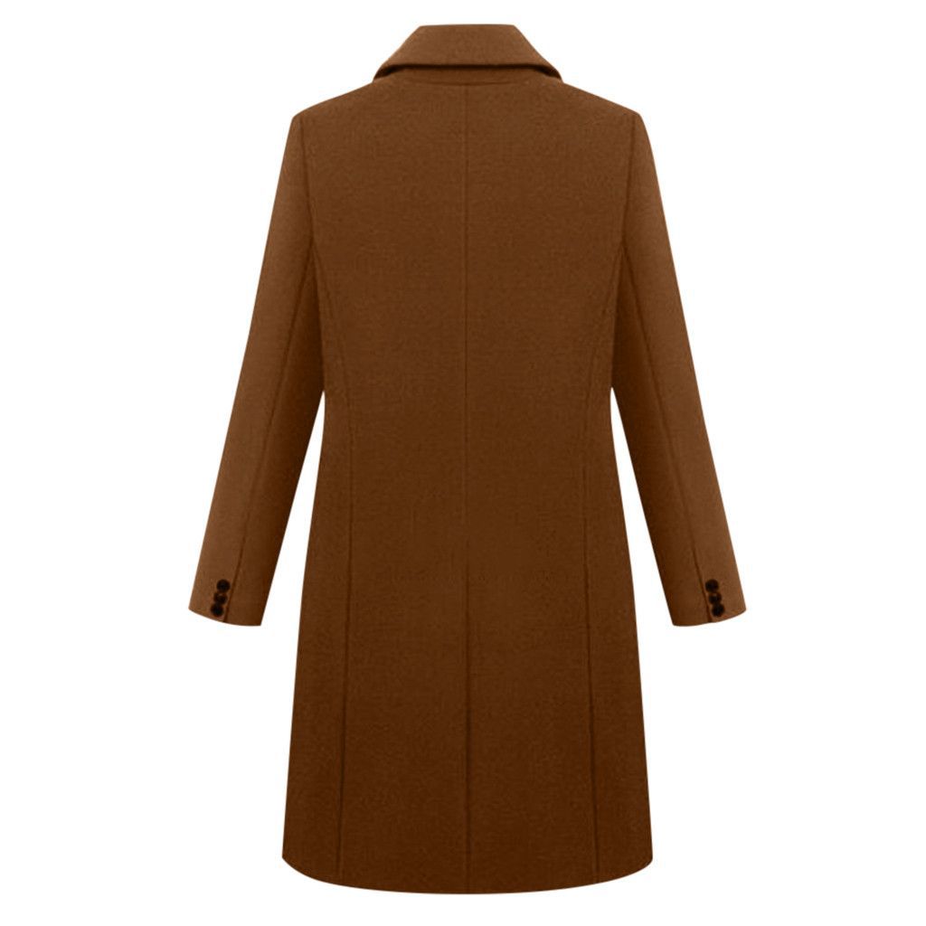 Women's middle school long large size woolen women's coat double-breasted woolen coat_voghion.com