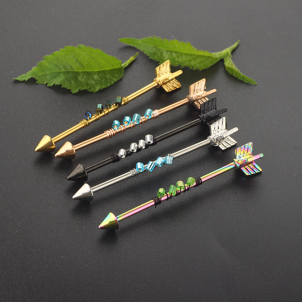 New Arrow Industrial Barbell Ear Piercing Jewelry Stainless Steel Geometric Body Jewelry for Cartilage Helix Tragus detail image 7