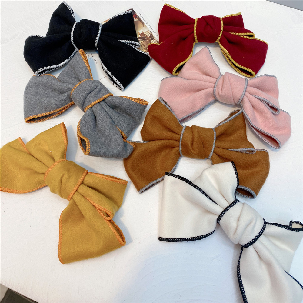 Flocking Woolen Fabric Big Bow Hairpin display picture 12