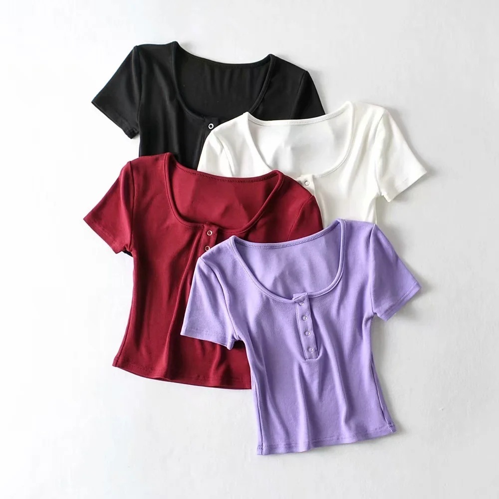 sexy round neck short-sleeved T-shirt NSHS48518