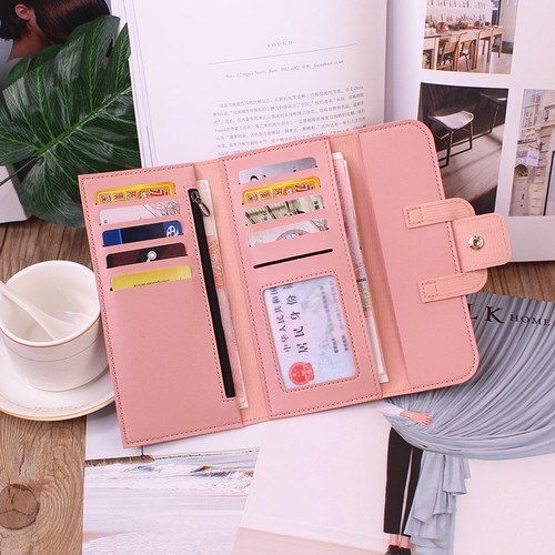  New Women's Long Wallet Threefold Handbag Large Capacity Leather Bag Simple and Fashionable Leather Foldable Bag Foreign Trade Factory