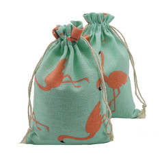 Green Bottom Bird Patterned Twill Cotton and Linen Rope Pocket Mosquito Repellent Bag Herbal Packaging Bag Gift Storage Bag Incense Bag Empty Bag 
