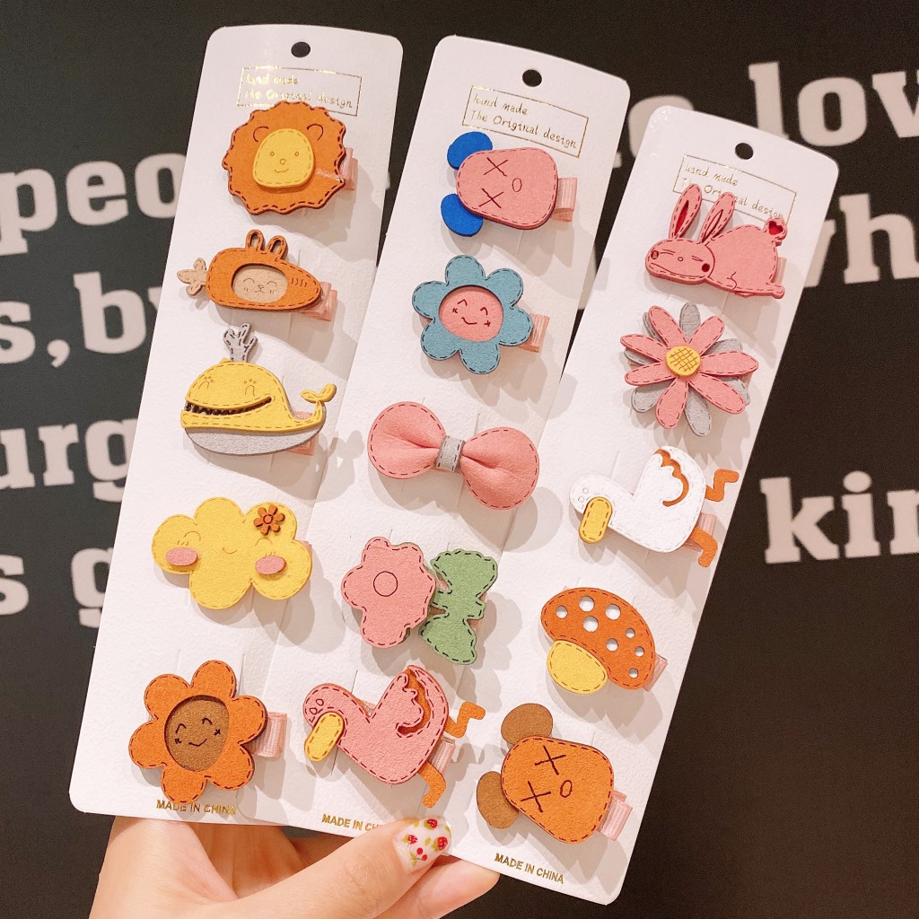 Nuevo estilo coreano linda chica horquilla fruta pequeña combinación de horquilla animal flequillo fresco clip traje de pelo de los niños