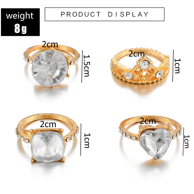 New Fashion Wild Temperament Suit Ring Diamond Love Zircon Ring 4 Piece Suit Wholesale Nihaojewelry display picture 1