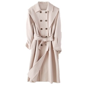 韩版毛呢大衣秋冬新款双面羊绒大衣女装呢子大衣100毛双排扣大衣