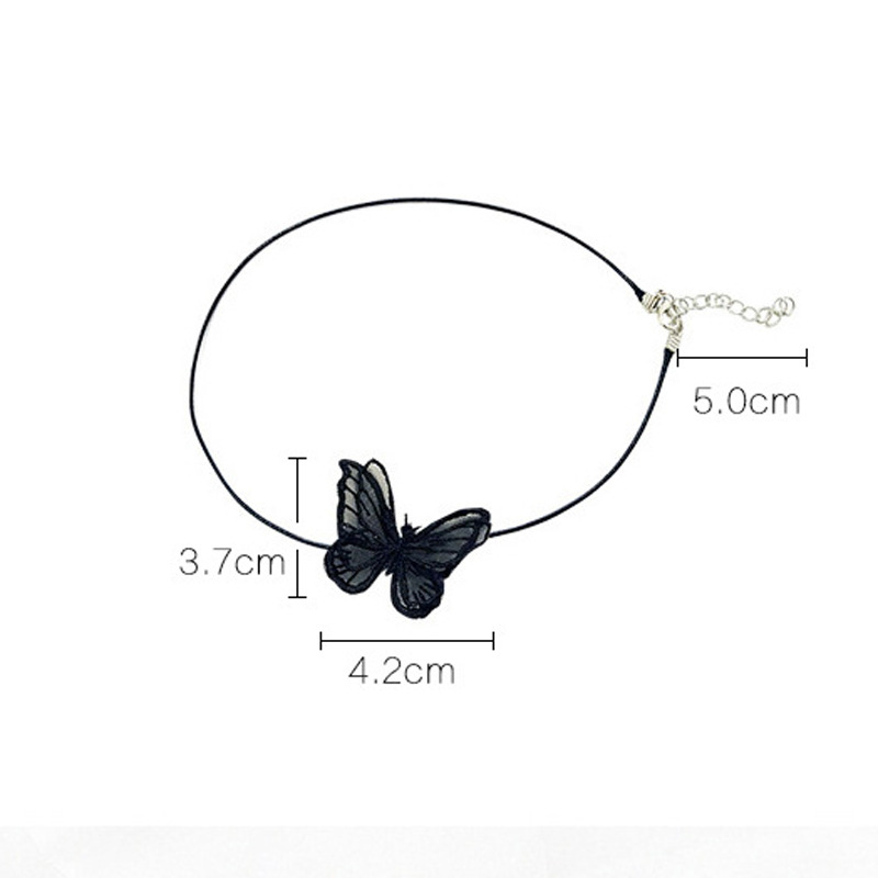 Butterfly Cotton Choker Neck Chain Collar Short Butterfly Necklace Clavicle Chain Jewelry display picture 3