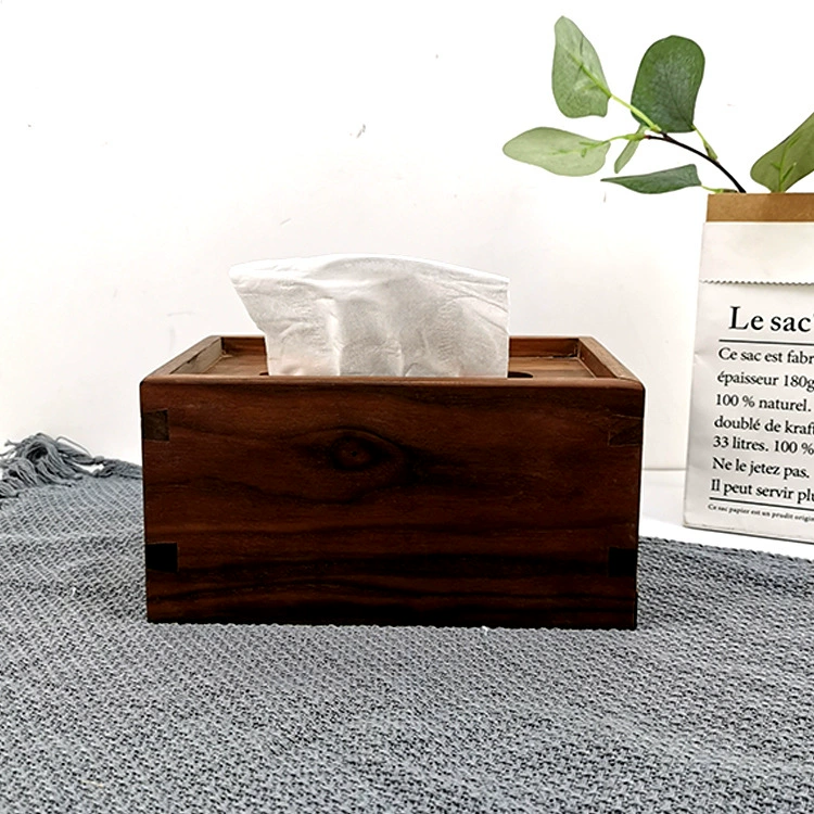Простая бумажная коробка Коробка для салфеток из черного ореха Коробка для салфеток из цельного дерева Журнальный столик Творческая Бытовая салфетка Бумажная коробка Гостиная