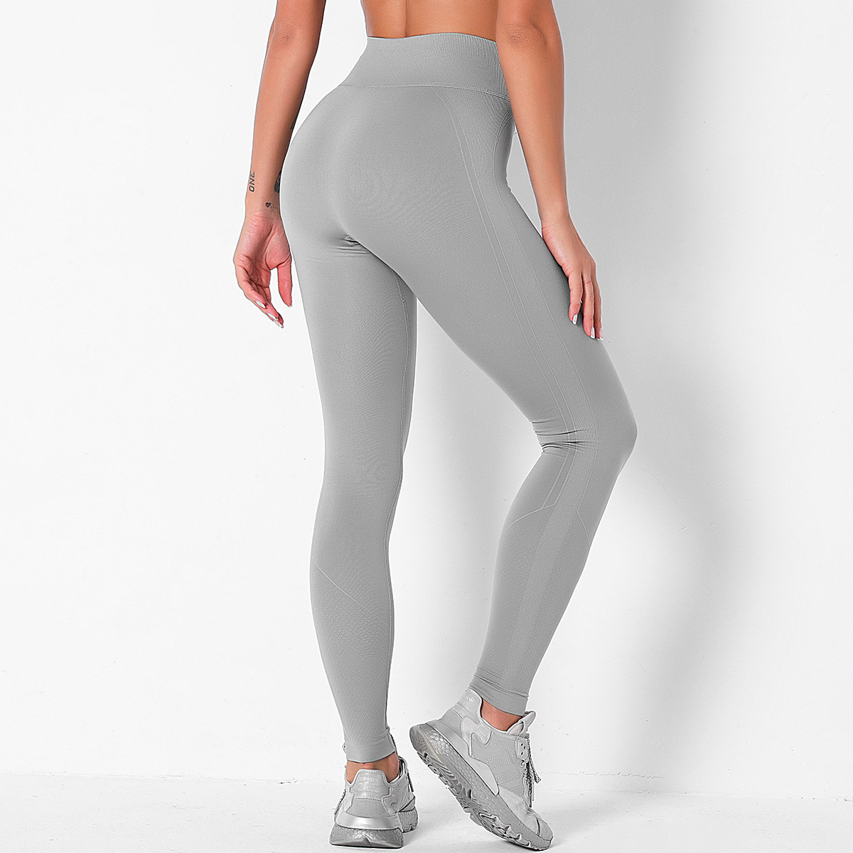 seamless high waist tight-fitting hip-lifting solid color sports pants  NSNS10685