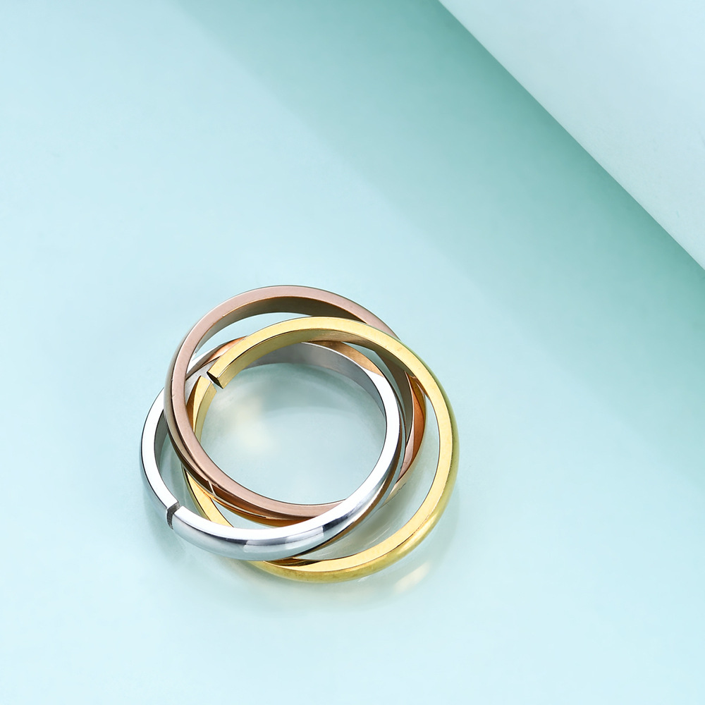new style simple tree circle crossed titanium steel ring