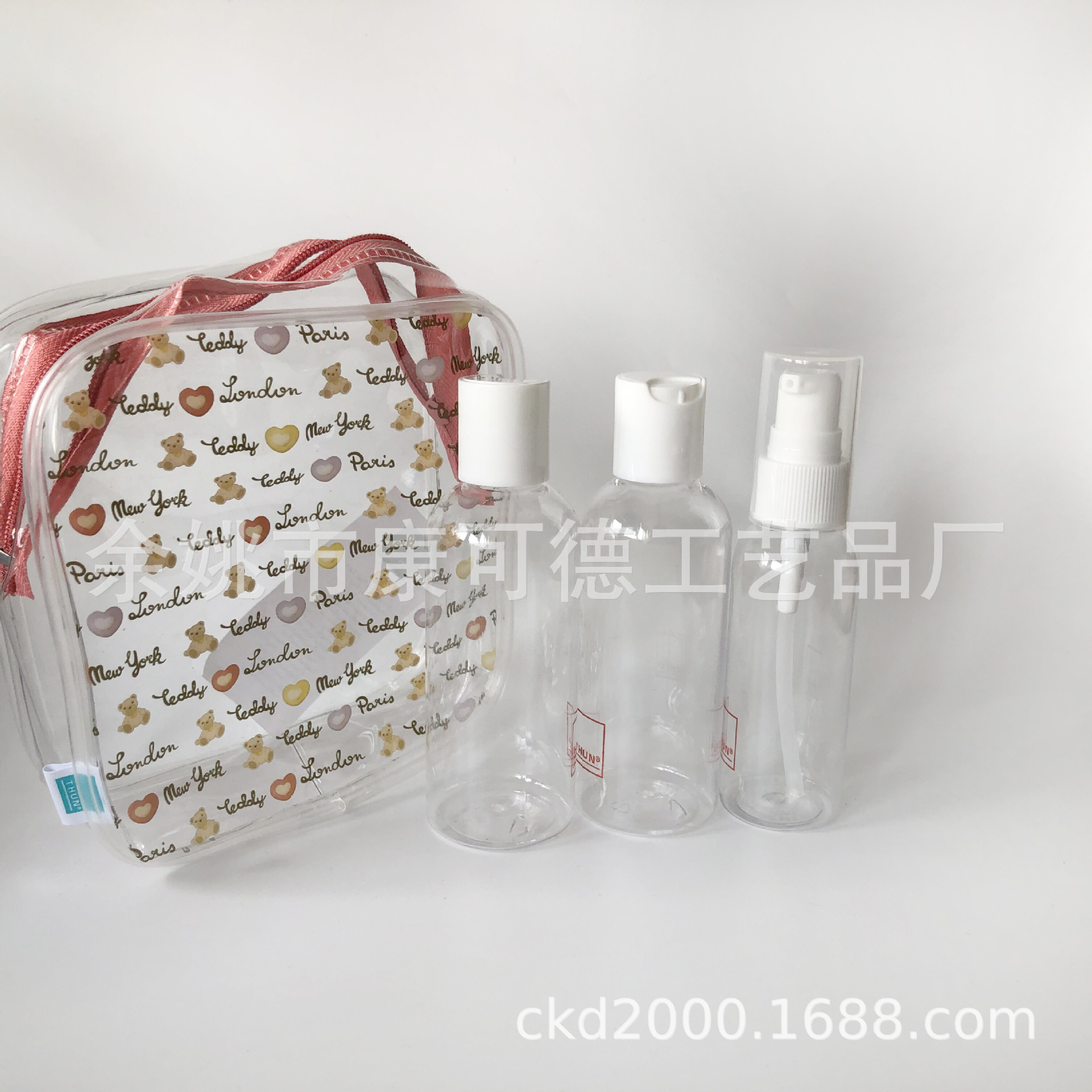 便携沐浴露 乳液化妆品分装瓶5 件 旅行套装 塑料 Pet 旅行套装