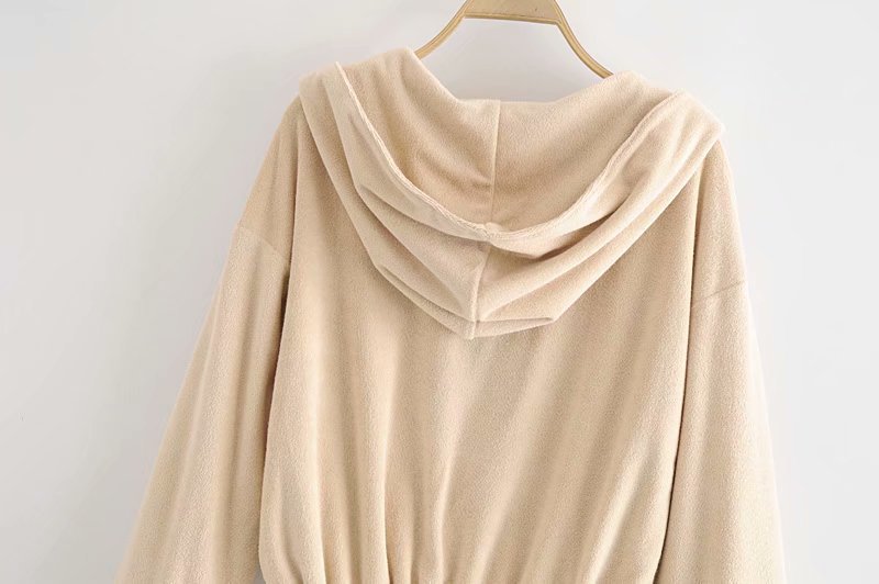 wholesale fashion all-match slimming hooded long-sleeved elastic waist loose sweater  NSAM4209