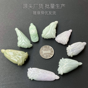 天然缅甸翡翠a货 糯种白菜吊坠 四会玉器百财挂件玉佩工厂批发