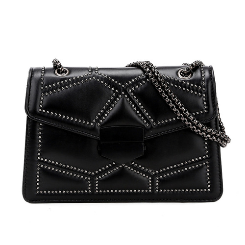 Cross-border wholesale new black women's handbags  fashionable Korean version chain single shoulder crossbody PU small square bag