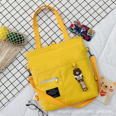 Canvas bag Messenger student High-capacity Korean Edition literature ins Shoulders Hand carry Simplicity Versatile One shoulder reticule