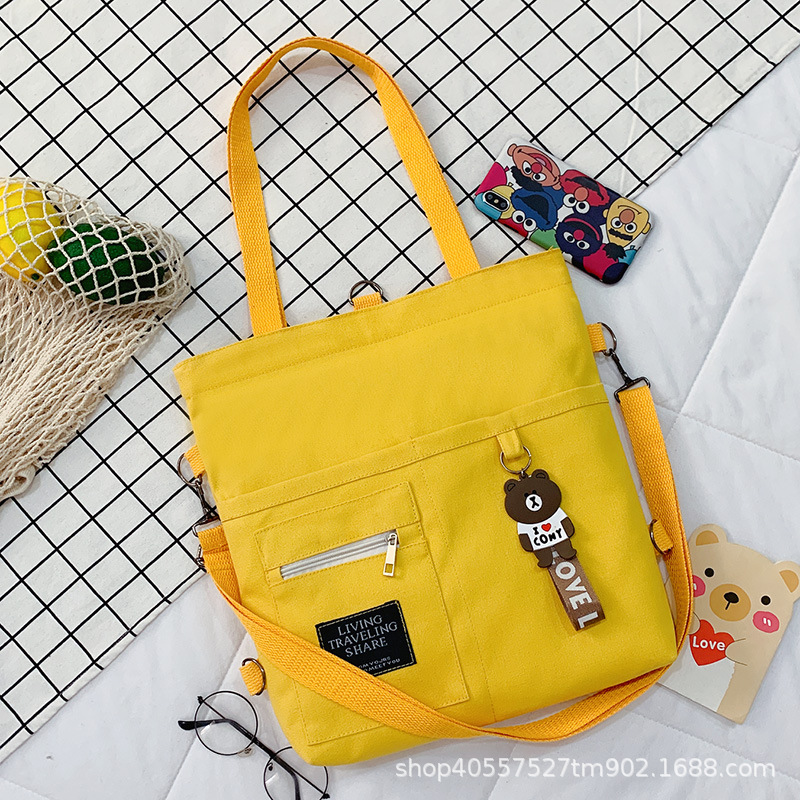 Canvas bag Messenger student High-capacity Korean Edition literature ins Shoulders Hand carry Simplicity Versatile One shoulder reticule