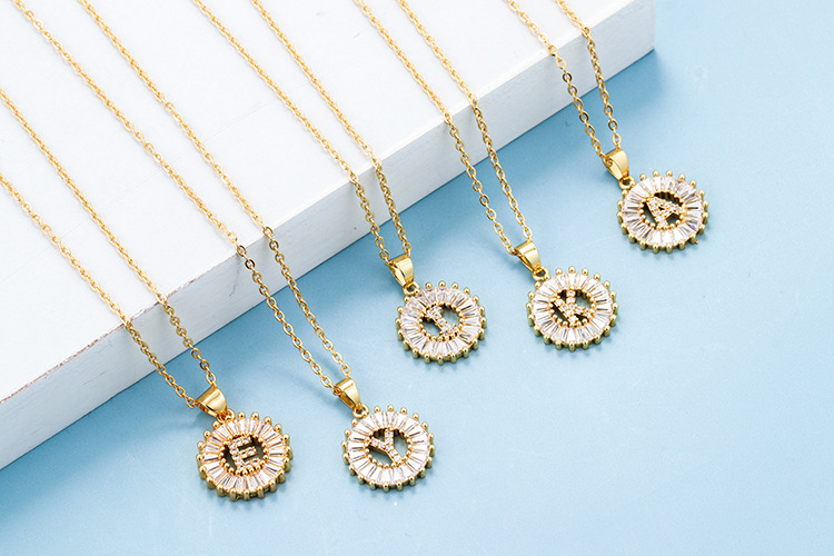 Pendant Necklace Classification Fashion 26 English Letter Round Copper Necklace