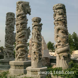 宗祠雕龙石柱子哪里卖 寺庙石制龙柱多少钱一根 户外石刻龙柱图片