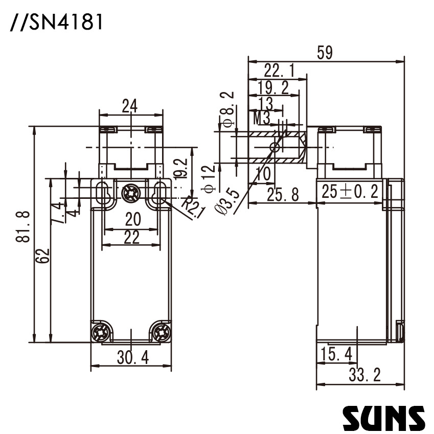 ȫSN4181-SL-CͰȫSUNSʵСͽǰȫſسߴͼ