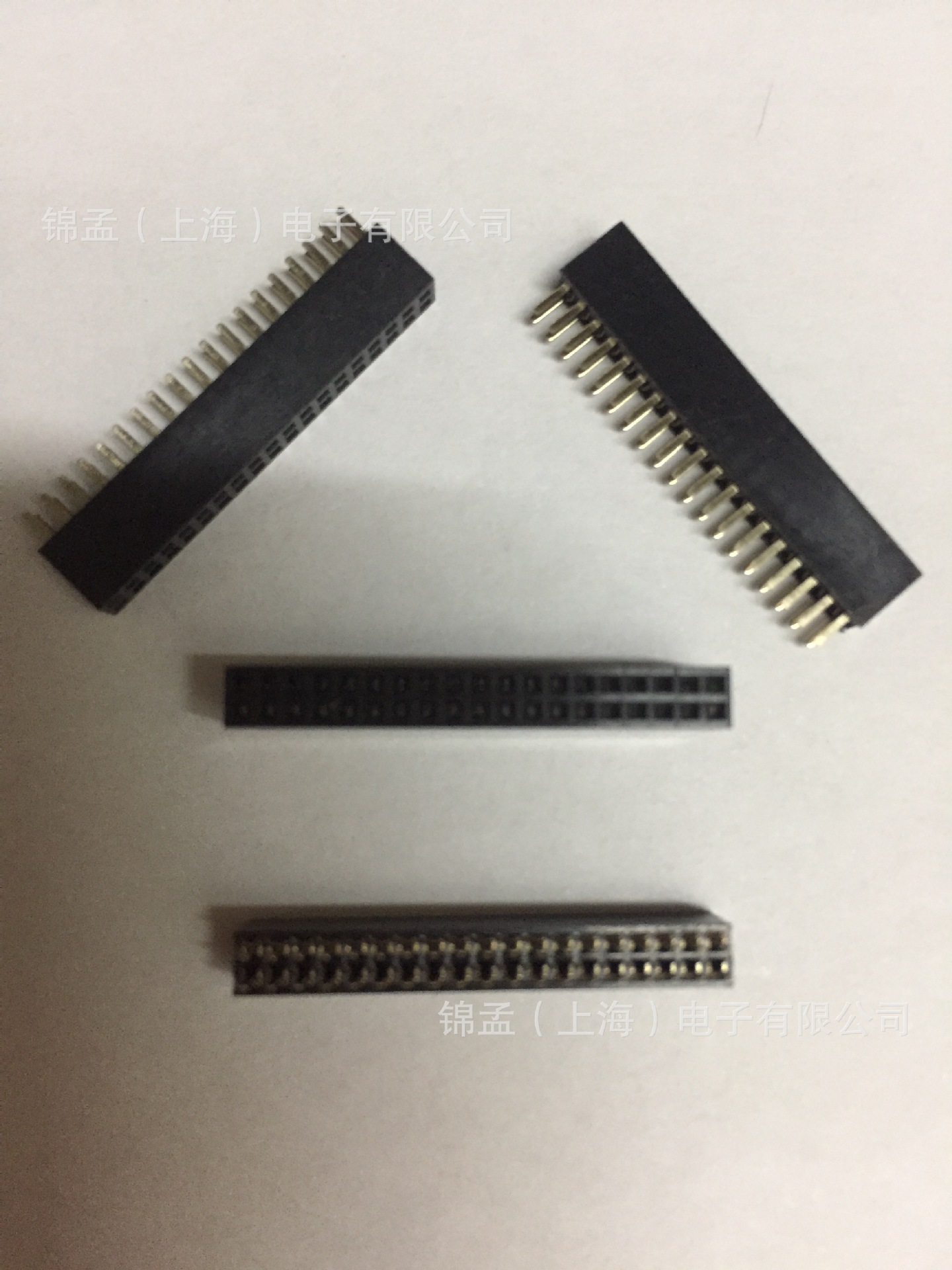1.27MM间距双排直插2*19P排母母座塑高4.3MM镀金双排排母