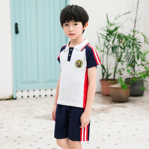 Summer New School Uniform Sets for Primary and Middle School Students, Boys and Girls, Short-Sleeved Performance Clothes, College Style, Children's Class Uniforms