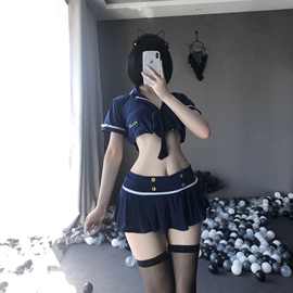 情趣内衣女制服夜店装制服诱惑分体舞台服性感低腰短裙警官制服