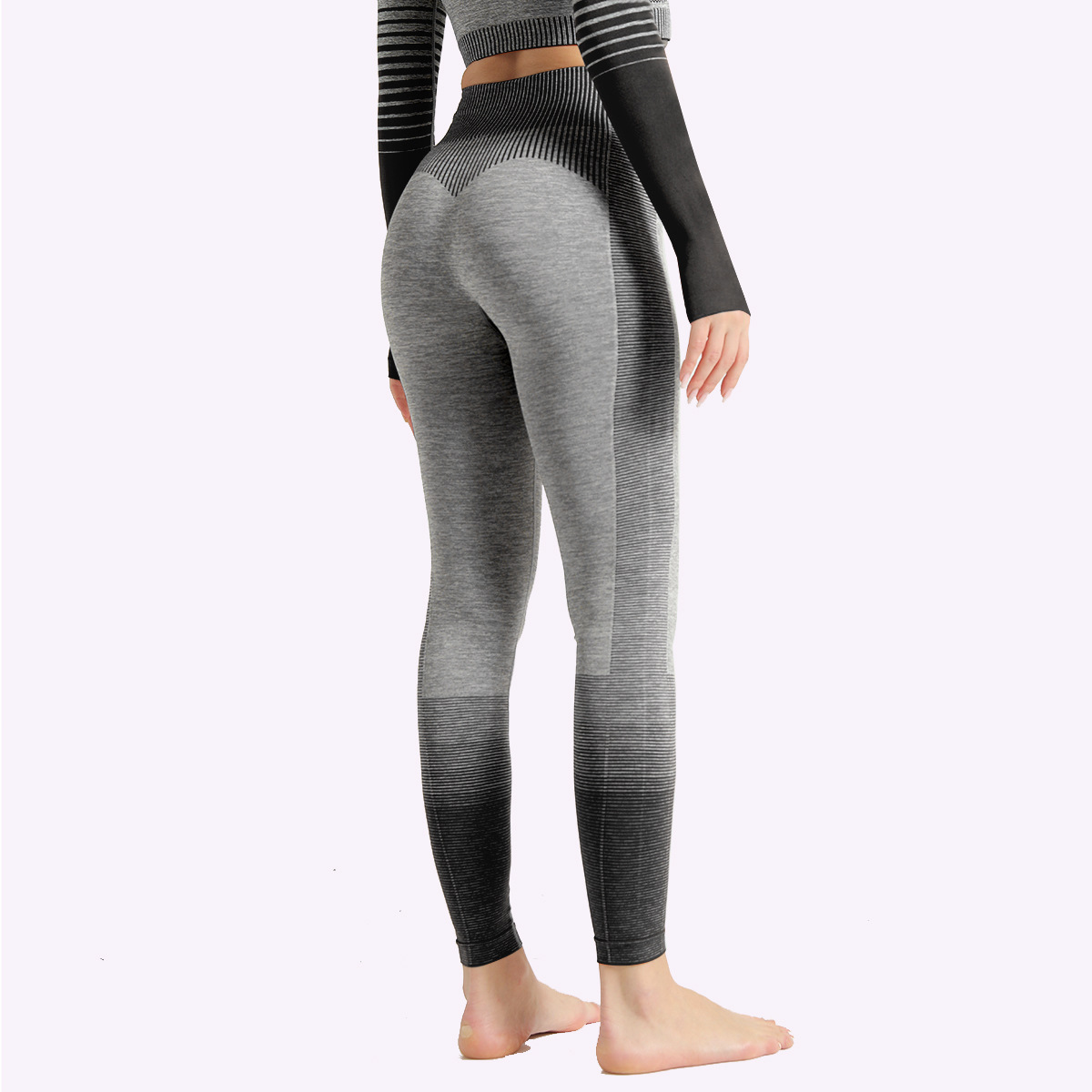 striped knitted yoga fitness yoga pants  NSLX30970