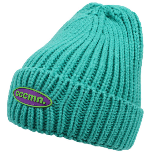 Hat women's letter rubber label autumn and winter versatile woolen hat student couple outdoor warm knitted hat Korean version cold hat for men