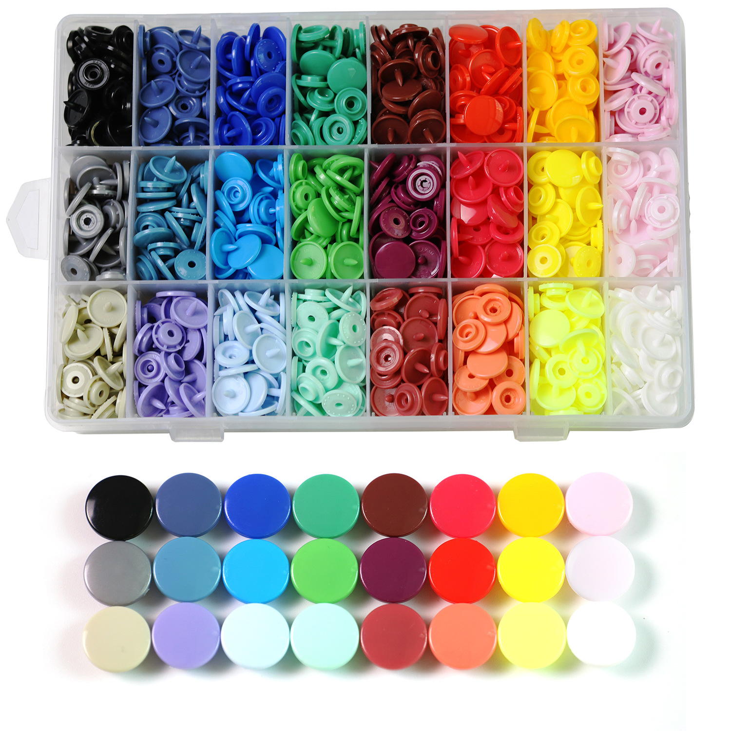 Fábrica transfronteriza resina Hualian hebilla de cuatro articulaciones T5 herramienta en caja de plástico hebilla de cuatro articulaciones botón caja de traje botón