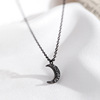 Fashion new 925 silver black crescent necklace girl Mori black diamond moon student funds