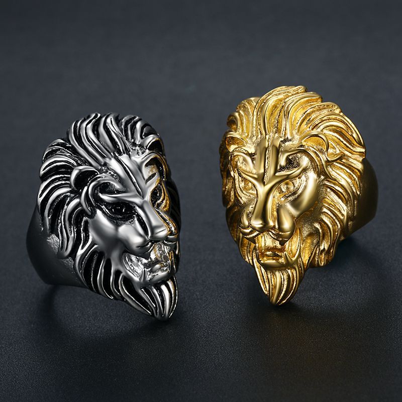 1 Piece Hip-hop Lion Titanium Steel Men's Rings display picture 3