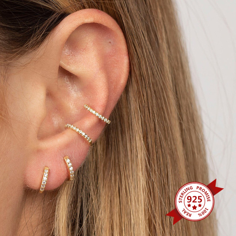 925 needle elegant diamond copper huggie earrings,Huggie Earrings