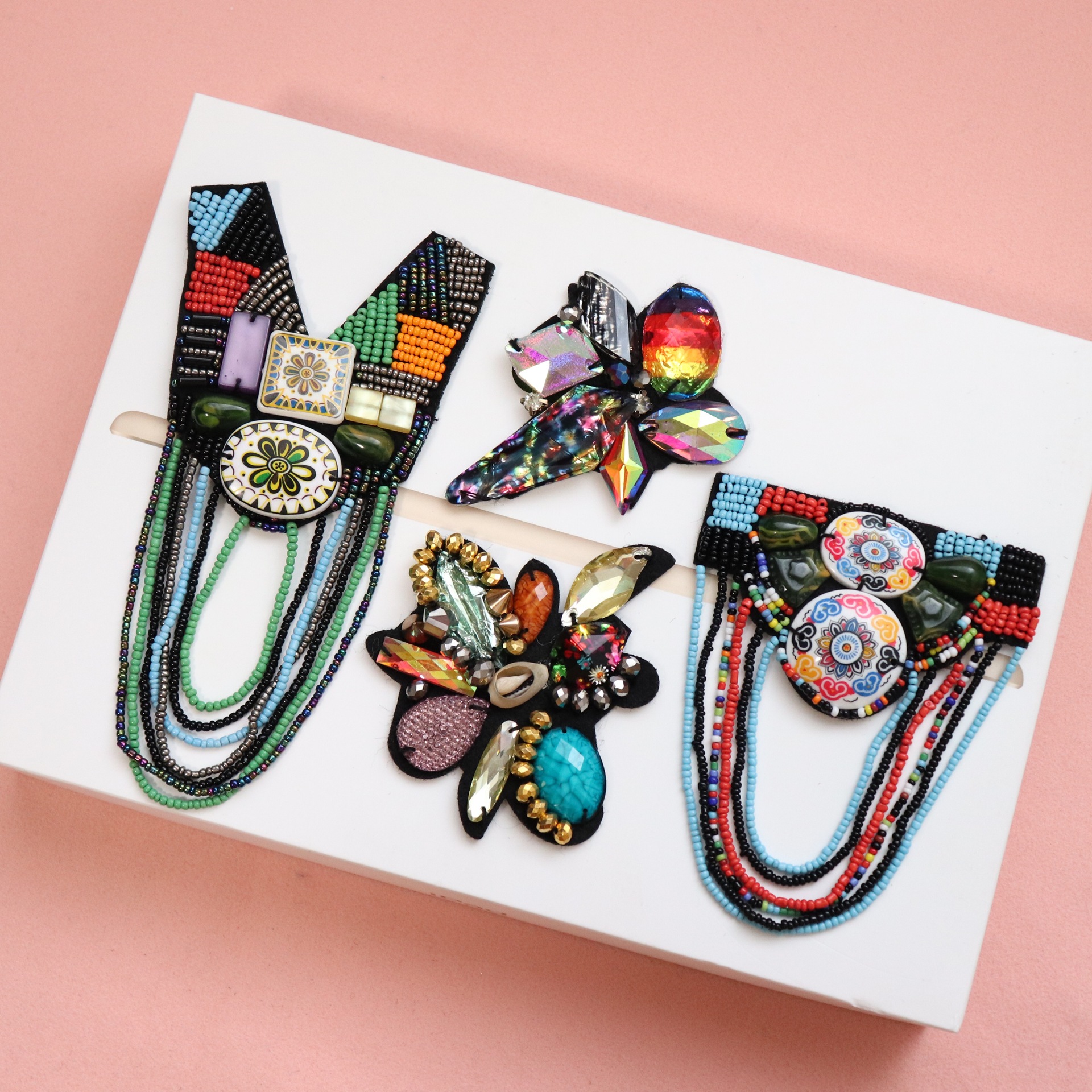 factory Direct selling Cross border Source of goods Hand-beaded Ethnic style colour Epaulette Sternum clothes decorate accessories