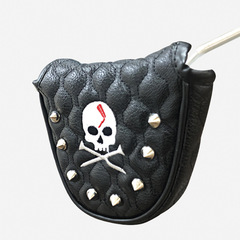 Korean version semi-circle skull golf putter cover PU waterproof magnet closed protective cover hat cover rivet club cover