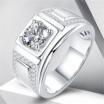 Korean version of Domineering Diamond Angel's Covenant Merchant Stone Men's Ring inlaid Luxury Angel Diamond 2 Clarks Ring