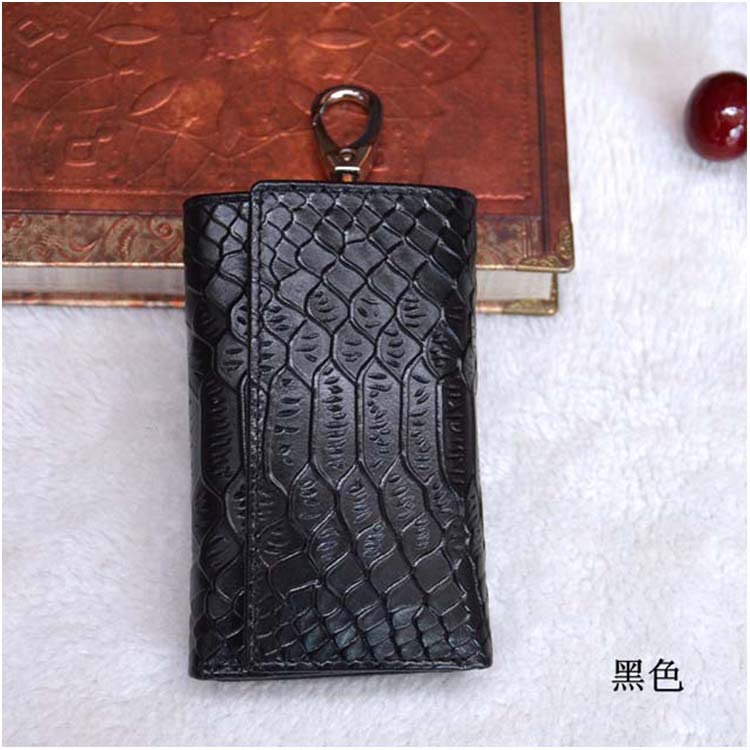 Drenes First-Class Calfskin Three-Fold Key Bag Multifunction Wallet Key Holder Coin Purse Genuine Leather Factory Wholesale
