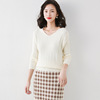 Korean V-neck solid color slim Pullover